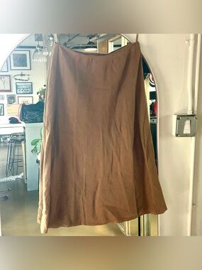Eileen Fisher 100% Linen Tan Maxi Skirt, sz PL (petite large)